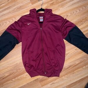 Nike Men's Maroon and Black Zip-Up Jacket